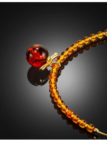 Minimalist Beoluna™ hoop choker made of natural amber with gold-plated brass hardware, image , picture 2