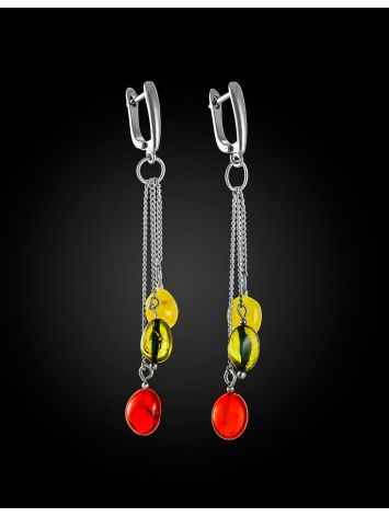 Vibrant natural amber "Olive" earrings, image , picture 2