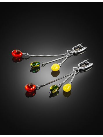 Vibrant natural amber "Olive" earrings, image , picture 3
