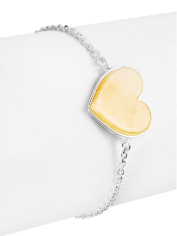 Delicate silver and amber bracelet “Honey Heart”, Length: 17, image , picture 3