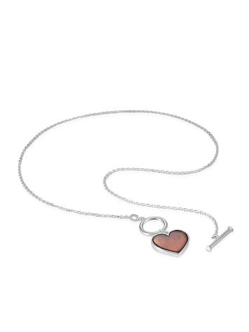 Eye-catching chain necklace featuring a vibrant cognac amber heart pendant, image , picture 3
