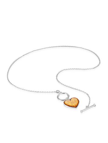 Exquisite "Amber Heart" necklace in sterling silver and golden amber with a toggle closure, image , picture 3