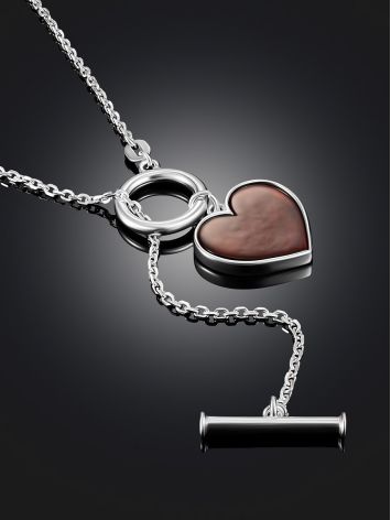 Eye-catching chain necklace featuring a vibrant cognac amber heart pendant, image , picture 2