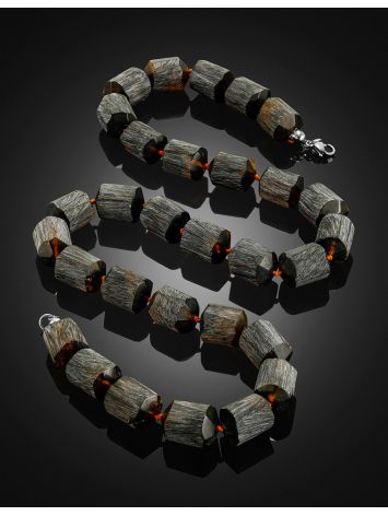 Exclusive cognac-black Baltic amber necklace, Length: 51, image , picture 2