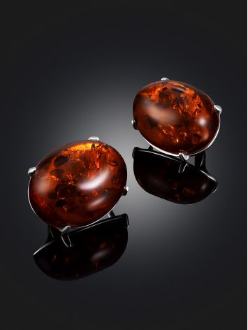 Beautiful earrings with sparkling cognac amber “Goji”, image , picture 2