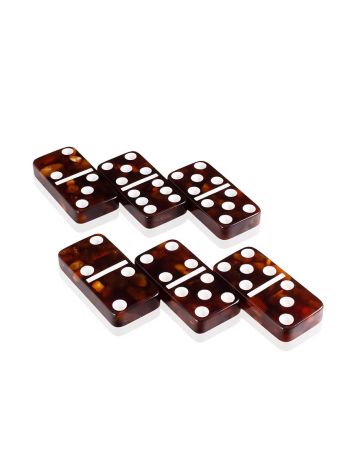 Exquisite domino set featuring a handcrafted amber box and matching tiles., image , picture 5