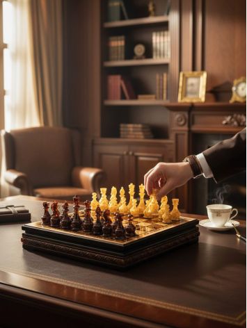 Exquisite 2-in-1 game set featuring a wooden and amber chessboard, matching chess pieces, and checkers, image , picture 2