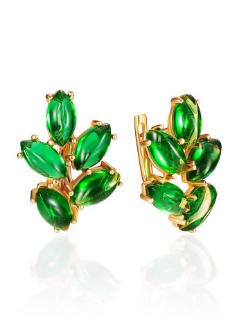 Festive earrings with emerald amber “Fern”, image 