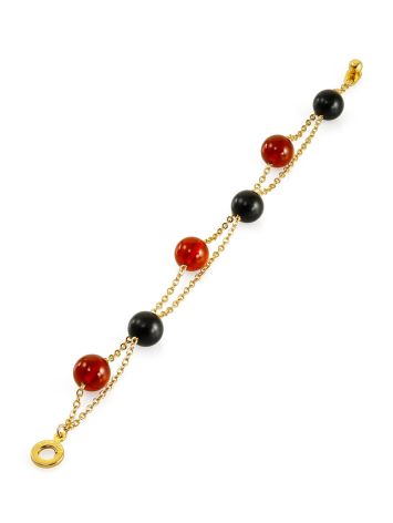 Sophisticated bracelet made of Baltic amber and Japanese jewelry brass, image , picture 4