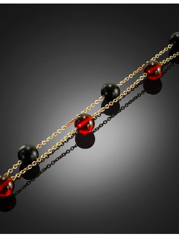 Sophisticated bracelet made of Baltic amber and Japanese jewelry brass, image , picture 2