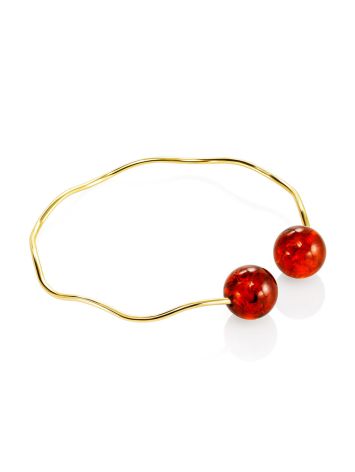 Stylish amber bracelet with Japanese gold-plated brass, image , picture 4