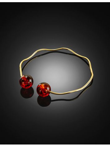 Stylish amber bracelet with Japanese gold-plated brass, image , picture 2