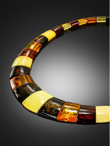 Stylish Flat Natural Amber Necklace "Egypt", Length: 43, image , picture 2