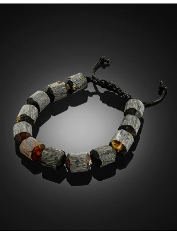 Braided Cord Bracelet with Natural Amber, Length: 19,5, image , picture 2