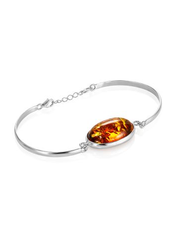 Exquisite bracelet made of silver and natural Baltic amber, Length: 18, image , picture 3