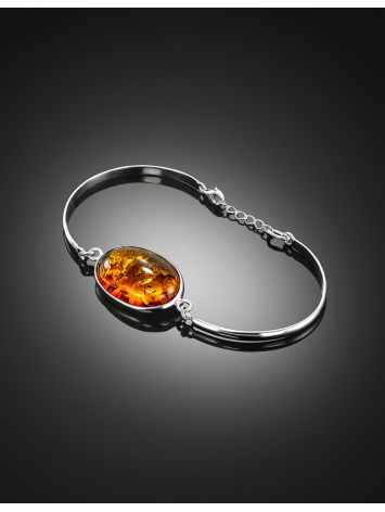 Exquisite bracelet made of silver and natural Baltic amber, Length: 18, image , picture 2