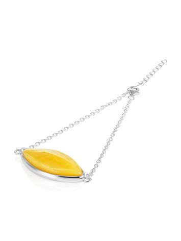 Elegant silver bracelet with honey-colored amber, Length: 18, image , picture 3