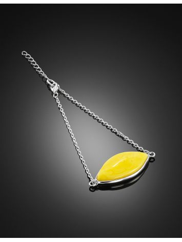 Elegant silver bracelet with honey-colored amber, Length: 18, image , picture 2