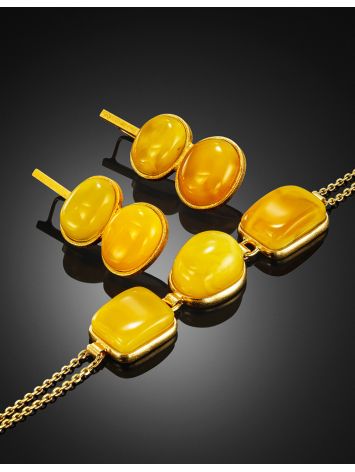 Striking silver earrings with gold plating and natural amber “Bella Terra”, image , picture 4