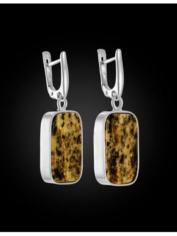Silver earrings with natural amber inserts “Bella Terra”, image , picture 3