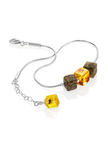 Handcrafted amber and silver bracelet with inclusions, image , picture 5