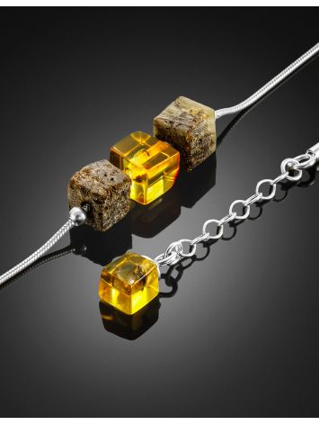 Handcrafted amber and silver bracelet with inclusions, image , picture 4