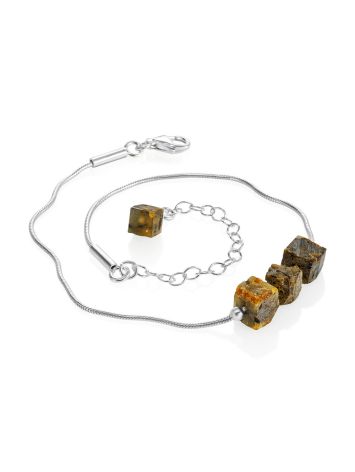 Minimalist Chain Bracelet With Amber Cubes, image , picture 3