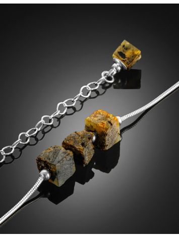 Minimalist Chain Bracelet With Amber Cubes, image , picture 2