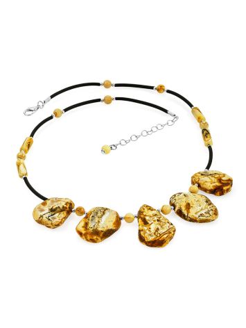 Stylish Five Stone Amber Necklace, image , picture 3