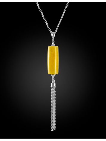 Feminine chain necklace with an amber pendant, Length: 47, image , picture 3