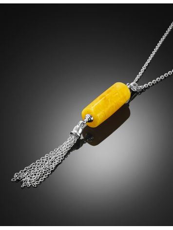 Feminine chain necklace with an amber pendant, Length: 47, image , picture 2