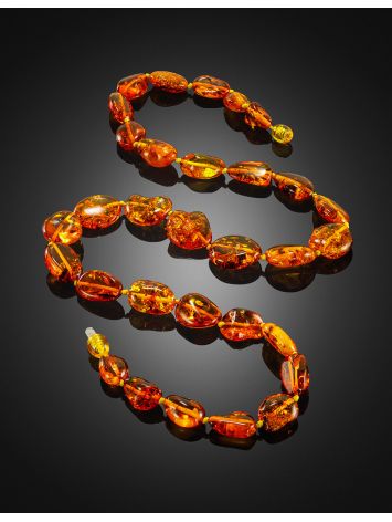 Stylish necklace made of natural Baltic amber, Length: 57.5, image , picture 2