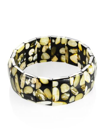 Bracelet made of natural amber in a unique shade “Black Dalmatian”, Length: 16.5, image , picture 3