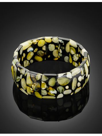 Bracelet made of natural amber in a unique shade “Black Dalmatian”, Length: 16.5, image , picture 2