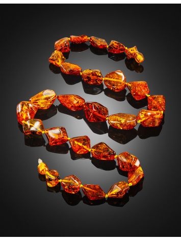 Unique beads made from cognac-colored pieces of natural amber, Length: 52.5, image , picture 2
