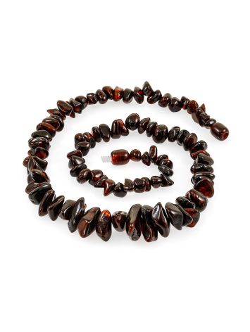 Original dark cherry-colored beads made from natural amber, Length: 42.5, image , picture 3