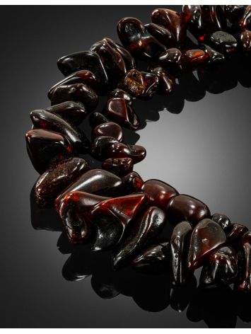 Original dark cherry-colored beads made from natural amber, Length: 42.5, image , picture 2