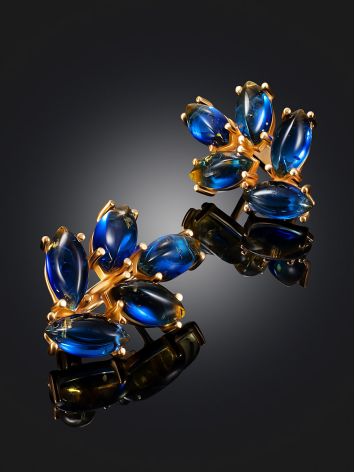 Bright earrings with blue amber “Fern”, image , picture 2