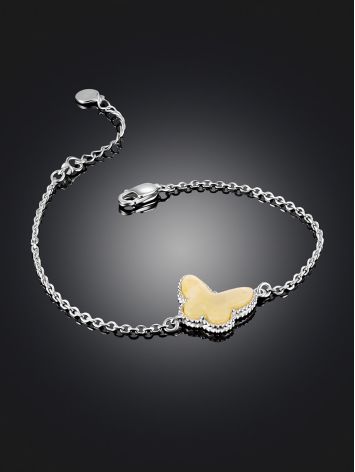 Bracelet “April” with a butterfly of honey amber, Length: 16, image , picture 2