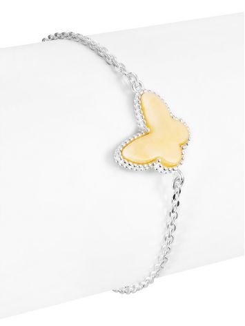 Bracelet “April” with a butterfly of honey amber, Length: 16, image , picture 3