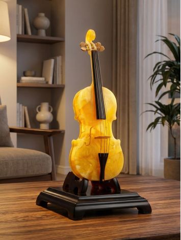 Handcrafted Amber Cello Figurine, image , picture 3