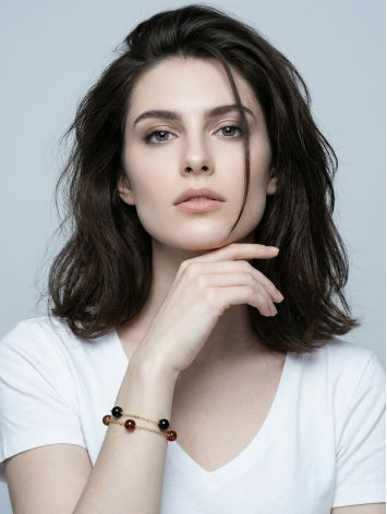 Sophisticated bracelet made of Baltic amber and Japanese jewelry brass, image , picture 5
