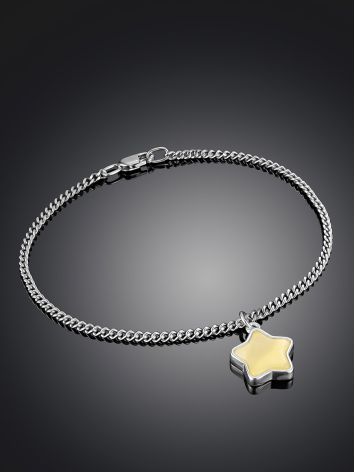 Delicate lightweight “Superstar” bracelet with honey amber, Length: 16, image , picture 2