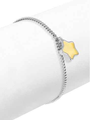 Delicate lightweight “Superstar” bracelet with honey amber, Length: 16, image , picture 3