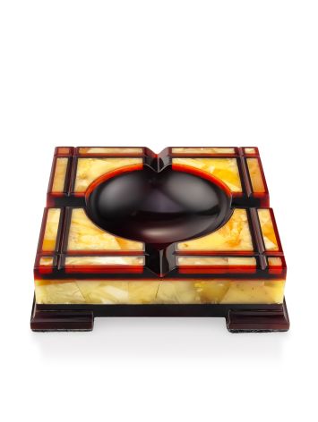 Exquisite desktop ashtray made of genuine Baltic amber mosaic, image , picture 4