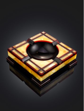 Exquisite desktop ashtray made of genuine Baltic amber mosaic, image , picture 2