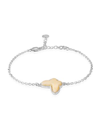 Bracelet “April” with a butterfly of honey amber, Length: 16, image 