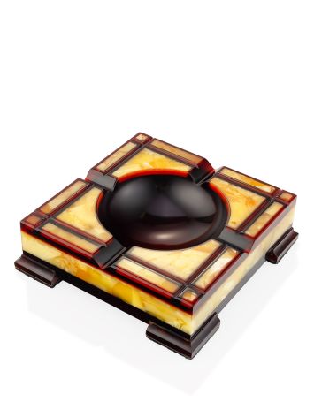 Exquisite desktop ashtray made of genuine Baltic amber mosaic, image 
