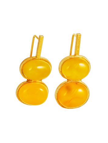 Striking silver earrings with gold plating and natural amber “Bella Terra”, image 