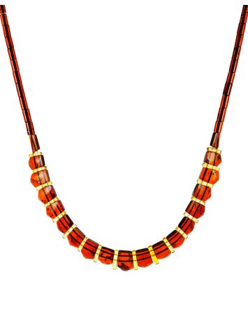 Elegant flat necklace made of natural cherry amber "Cleopatra", Length: 44.5, image 
